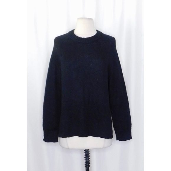 NWT!! J. CREW High Rib Pullover Sweater Wool Alpaca Solid Black Minimalist Small - Picture 3 of 12